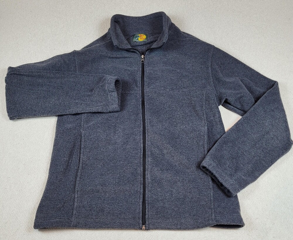 Bass Pro Shops Jacket Mens Small Gray Fleece Full Zip Mock Neck Outdoor Fishing